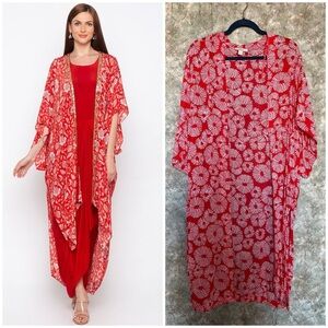 Red Floral Kimono Wrap LOFT
